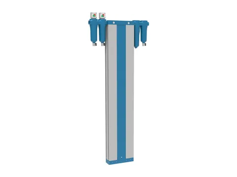 A slim wall-mounted breathing air purifier with filters at each end