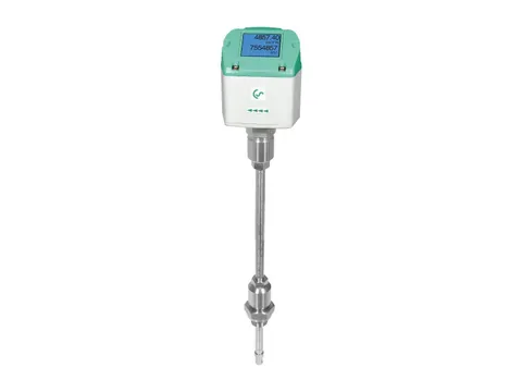 A thermal mass insertion flow probe with its display head