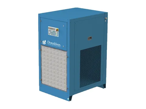 A refrigerated air dryer cabinet with its control panel and condenser grille